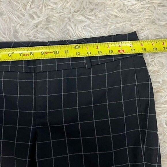 Calvin Klein Black Plaid Check Women’s Trouser Straight Leg Work Pants 10 Crop - Picture 3 of 11
